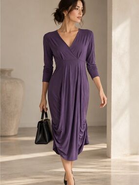 retail price $550 MaxMara Violet Wrap-Style V-Neck Dress